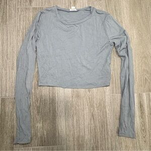 Garage Light Gray Ribbed Long Sleeve Top